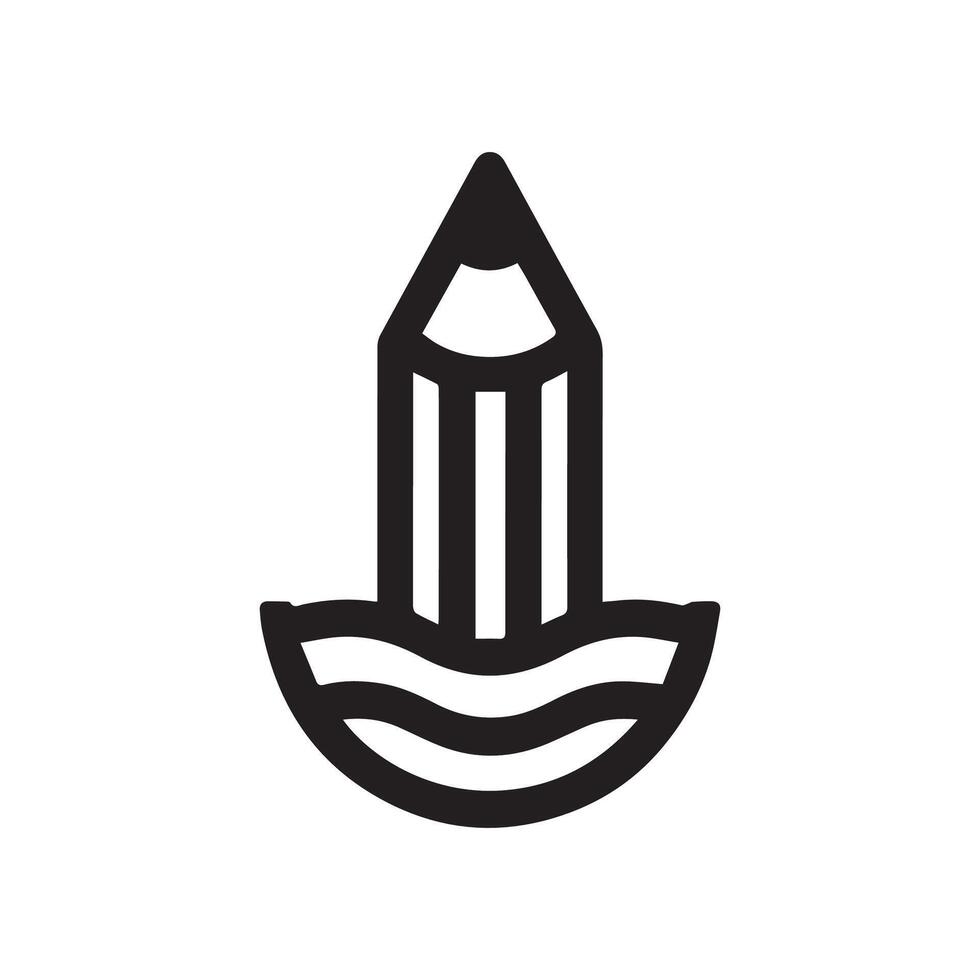 Minimalist Black and White 2D Pencil Emblem with White Background vector