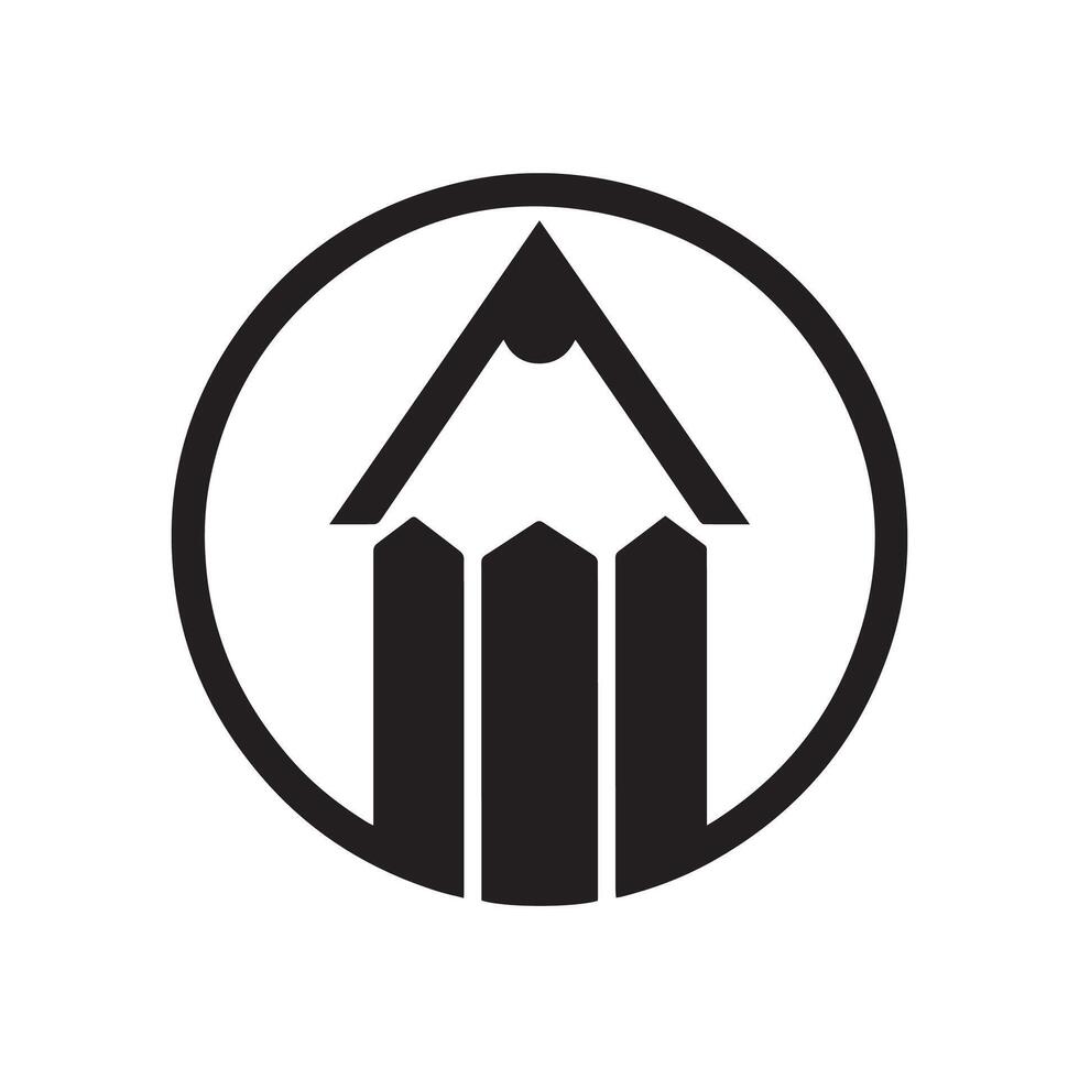 Black and White 2D Pencil Logo on a White Background vector