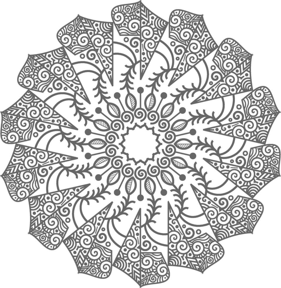 A circular mandala coloring page vector