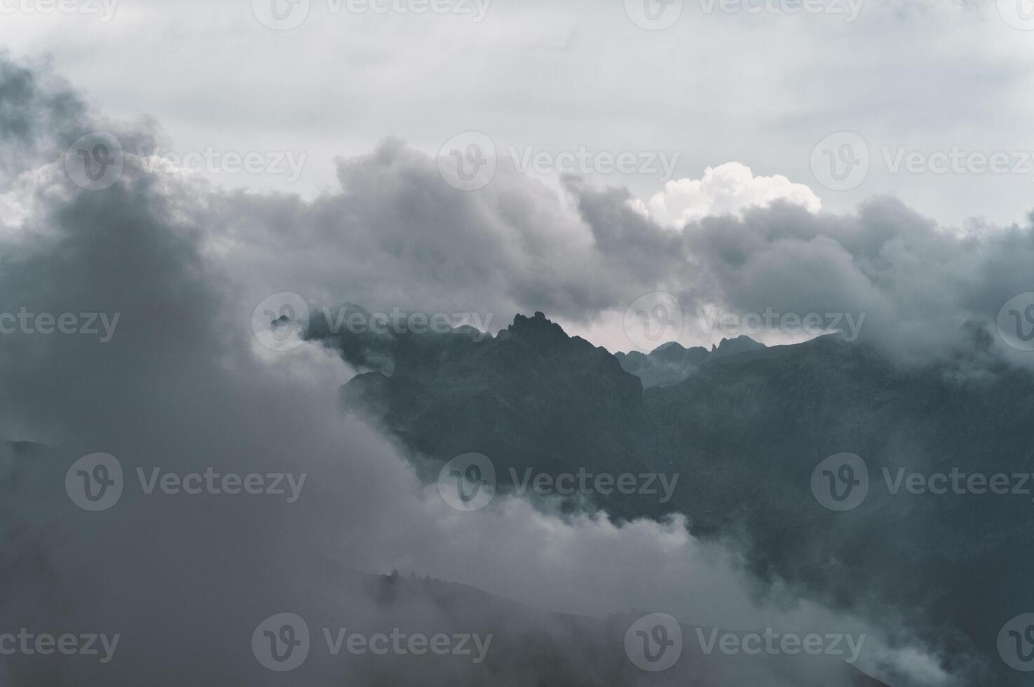 Clouds and mountains in abstract landscape photo