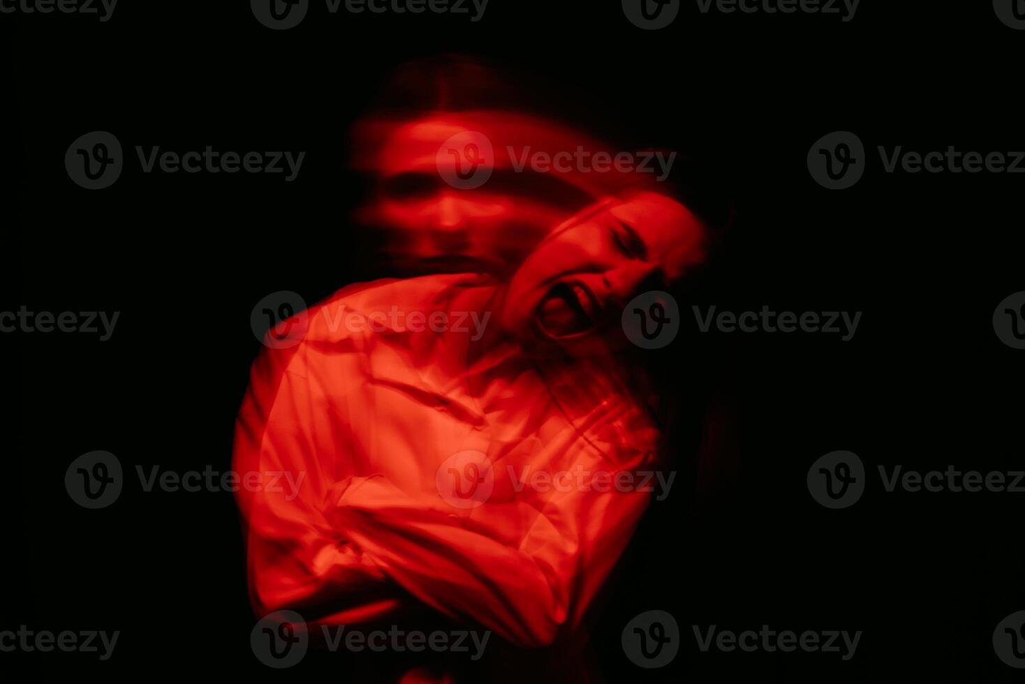 portrait of psychopathic girl with mental paranoid disorders photo