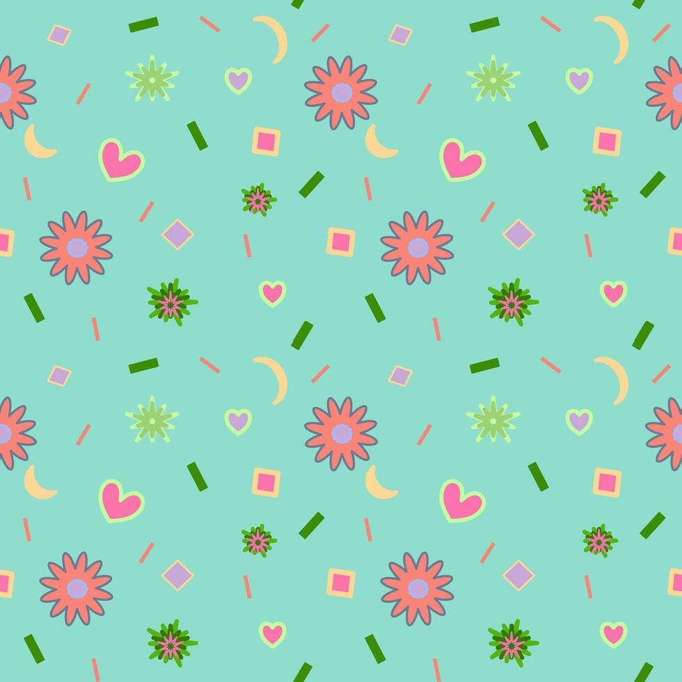 Abstract background, seamless pattern design in sweet colors, small flowers, children's fabric patterns, gift wrapping paper vector