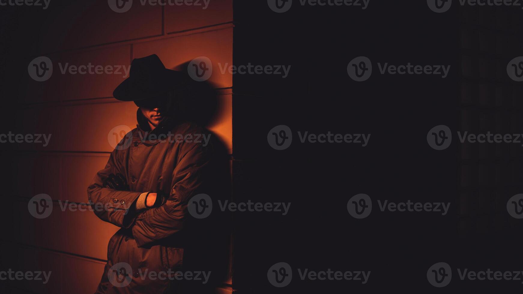 mysterious portrait in the noir style of a male detective photo