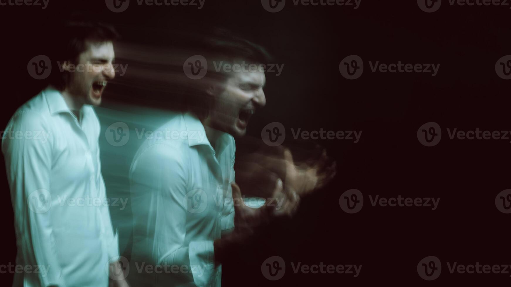 schizophrenic abstract blurry portrait of a man with mental disorders and mental illnesses photo