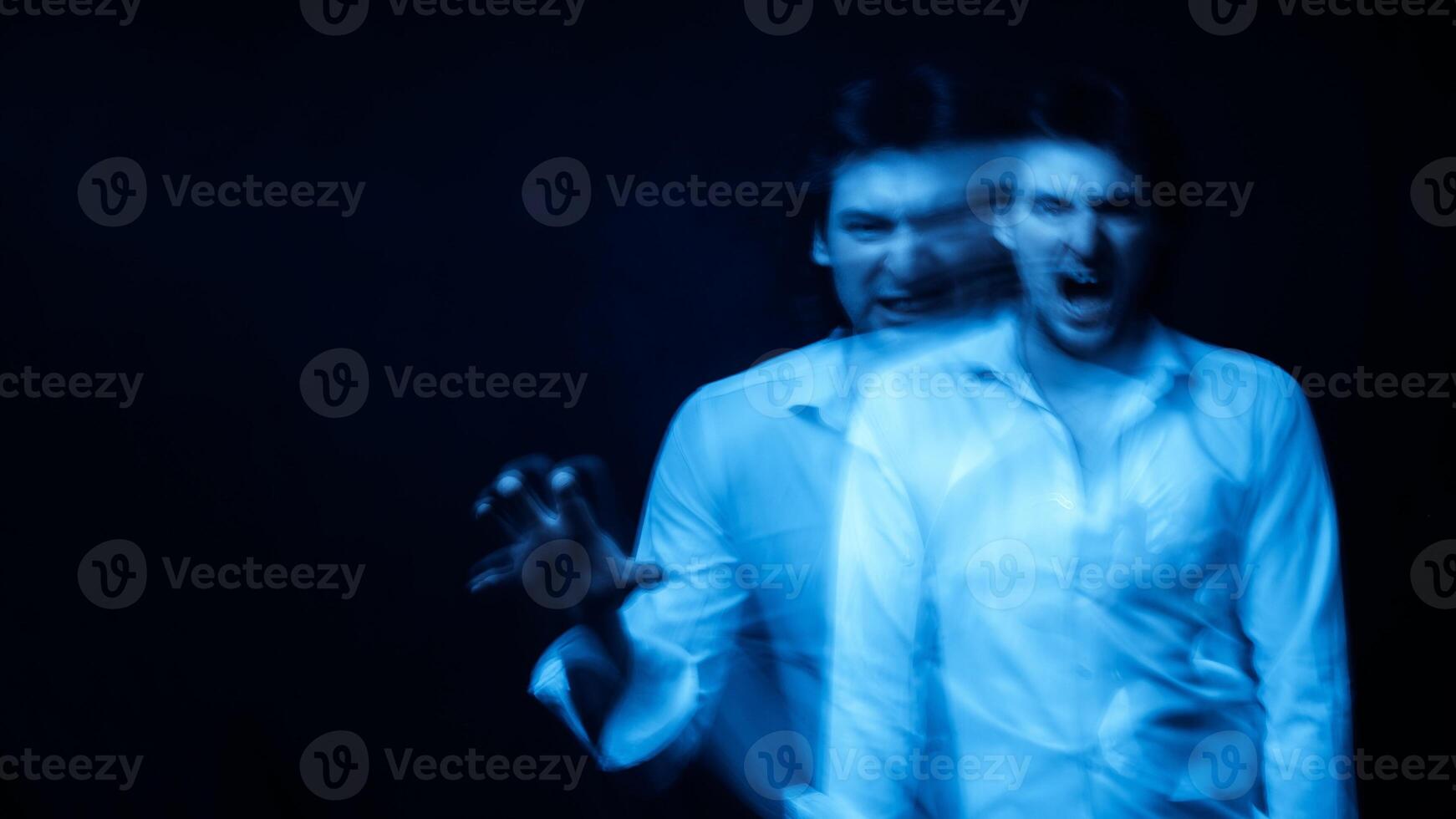 man with mental disorders and schizophrenic disease photo
