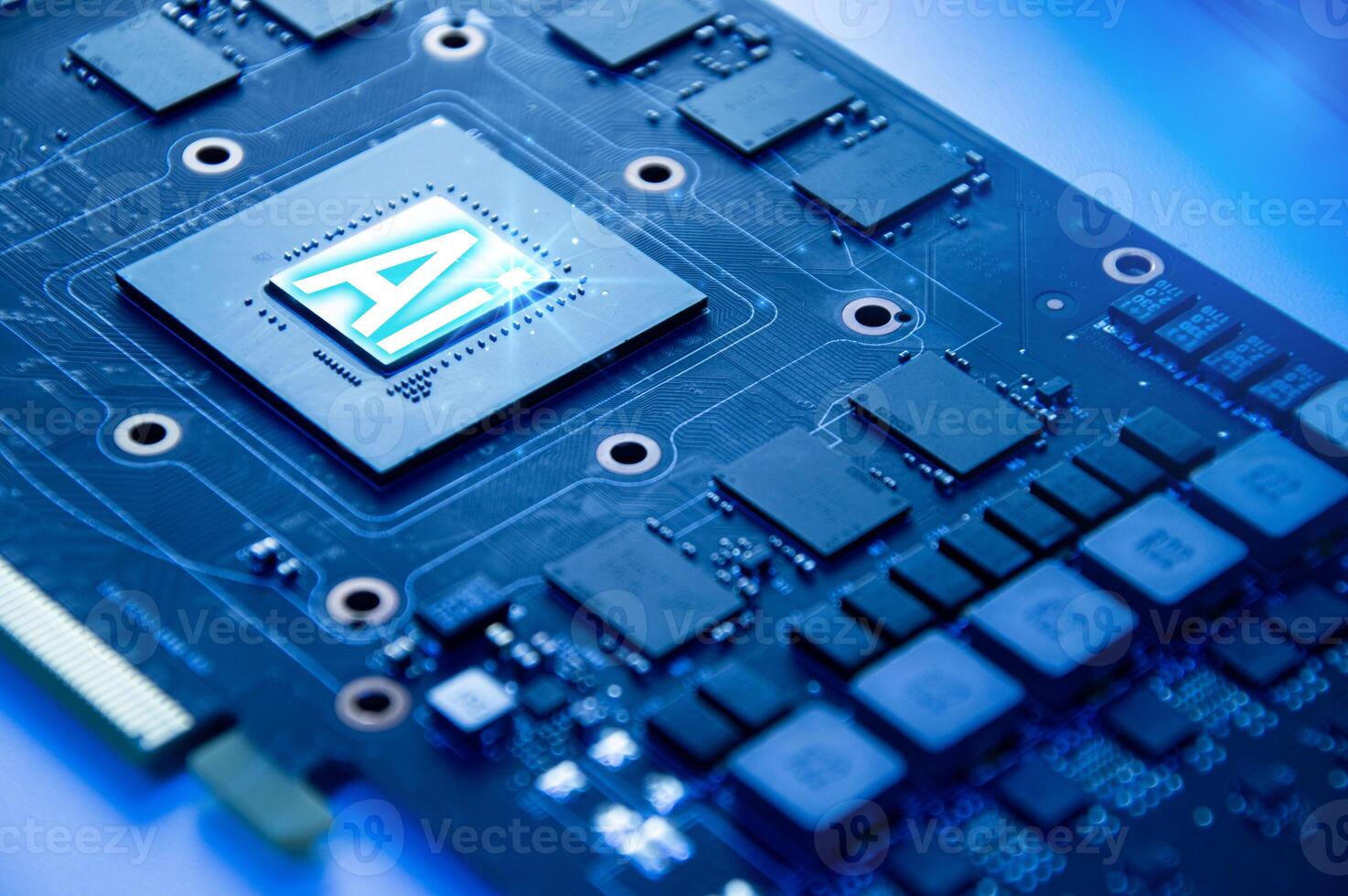 AI and CPU chips, motherboard circuit boards, computer motherboards, GPUs photo