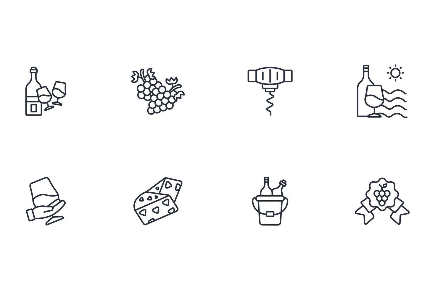 Wine icon set..Editable stroke.linear style sign for use web design,logo.Symbol illustration. vector