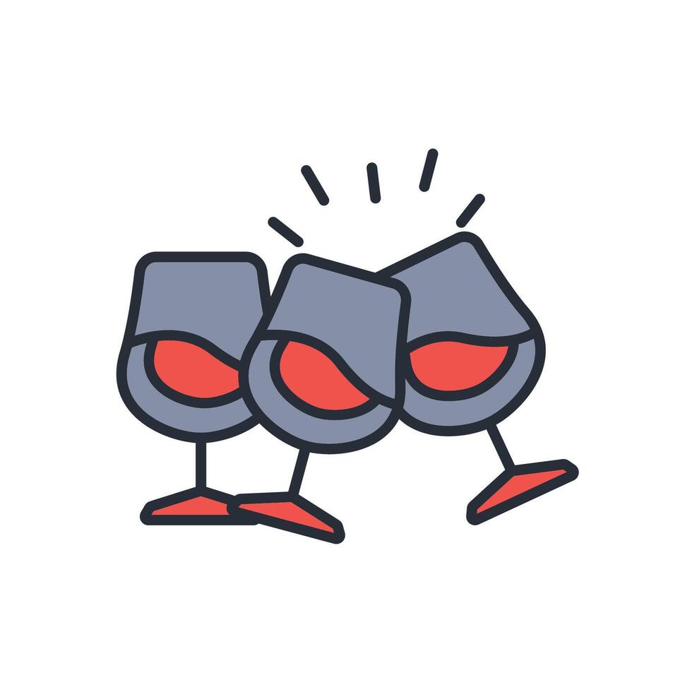 Cheers icon. .Editable stroke.linear style sign for use web design,logo.Symbol illustration. vector