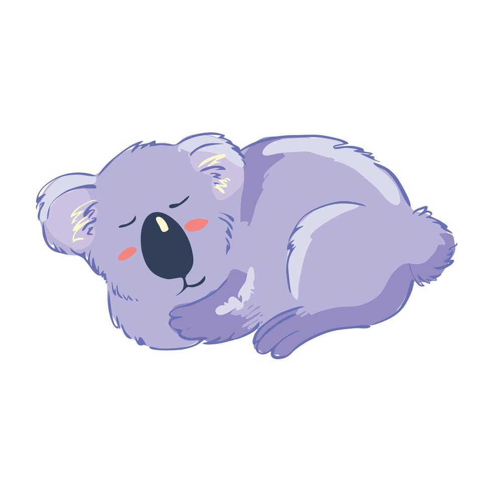 Sleeping Baby Koala isolated on white background. hand drawn cute children illustration vector