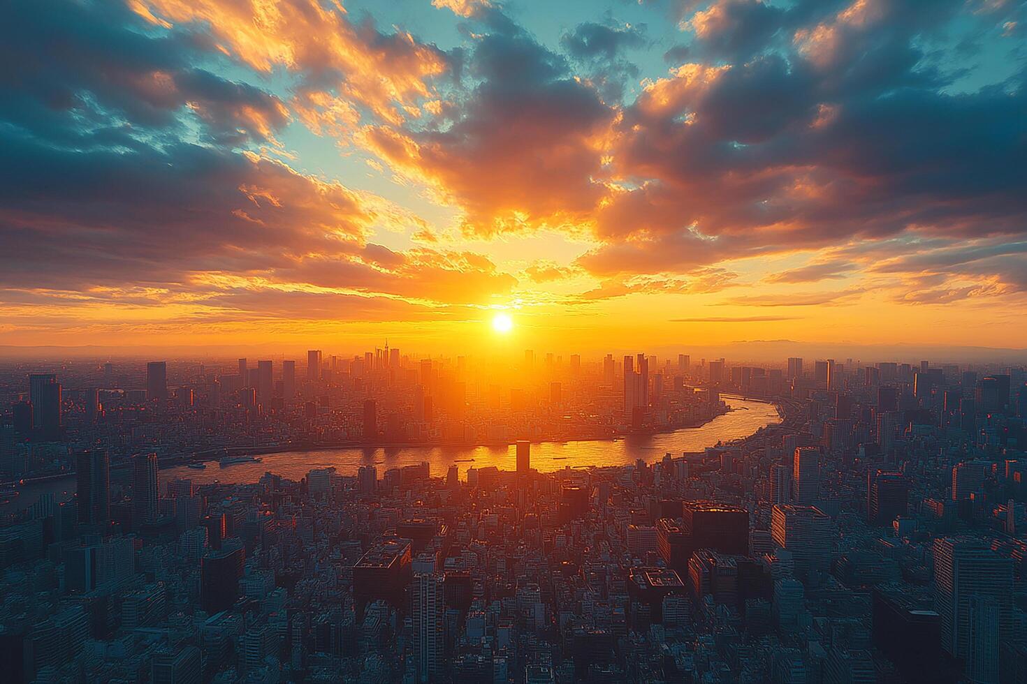 BTokyo Skyline Japan top view realistic photo beautifu place