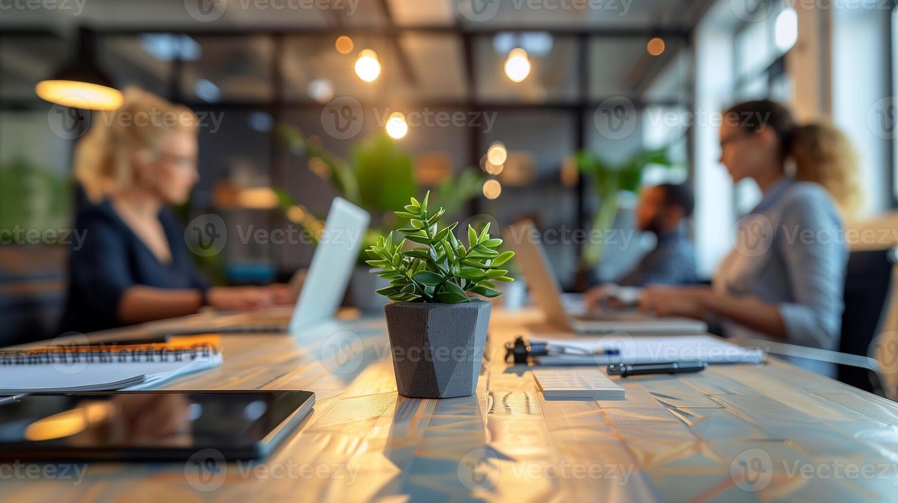 Well-prepared setting within the meeting room photo