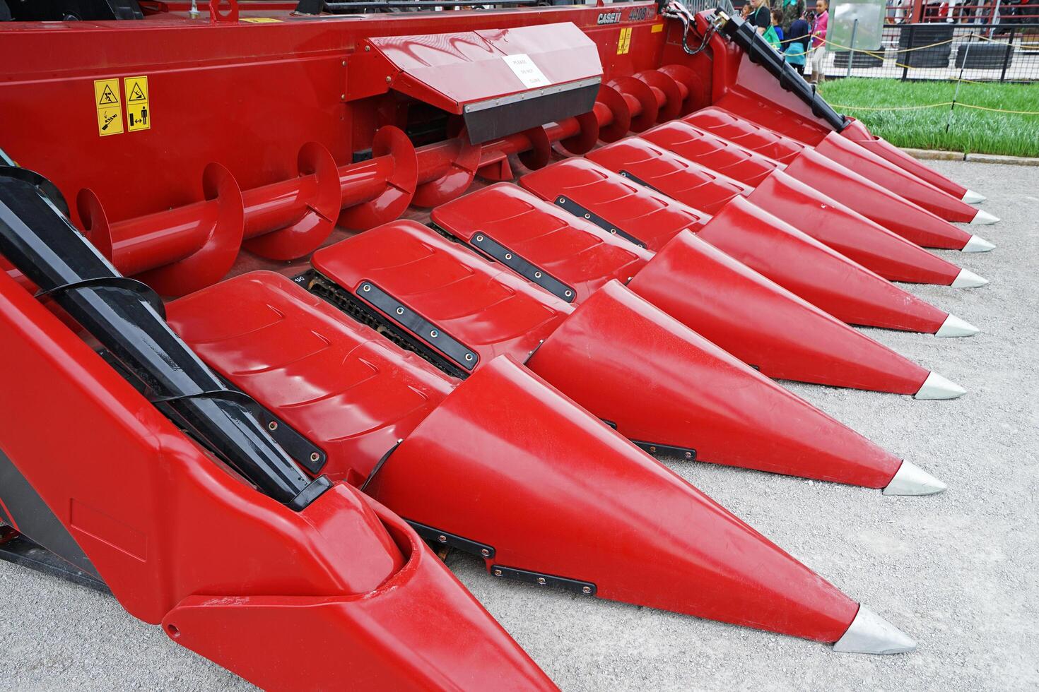Exterior design and details of red combine harvester machine 'Case IH axial flow 6140' at Saint Louis Science Center- St.Louis, Missouri photo