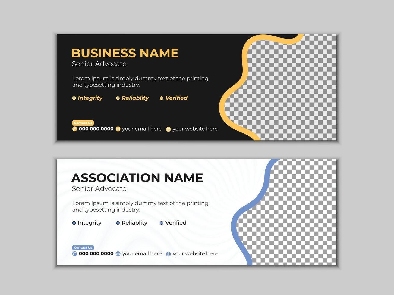 New modern creative business facebook cover, web banner, and email signature webinar design template for corporate, company advertising. vector
