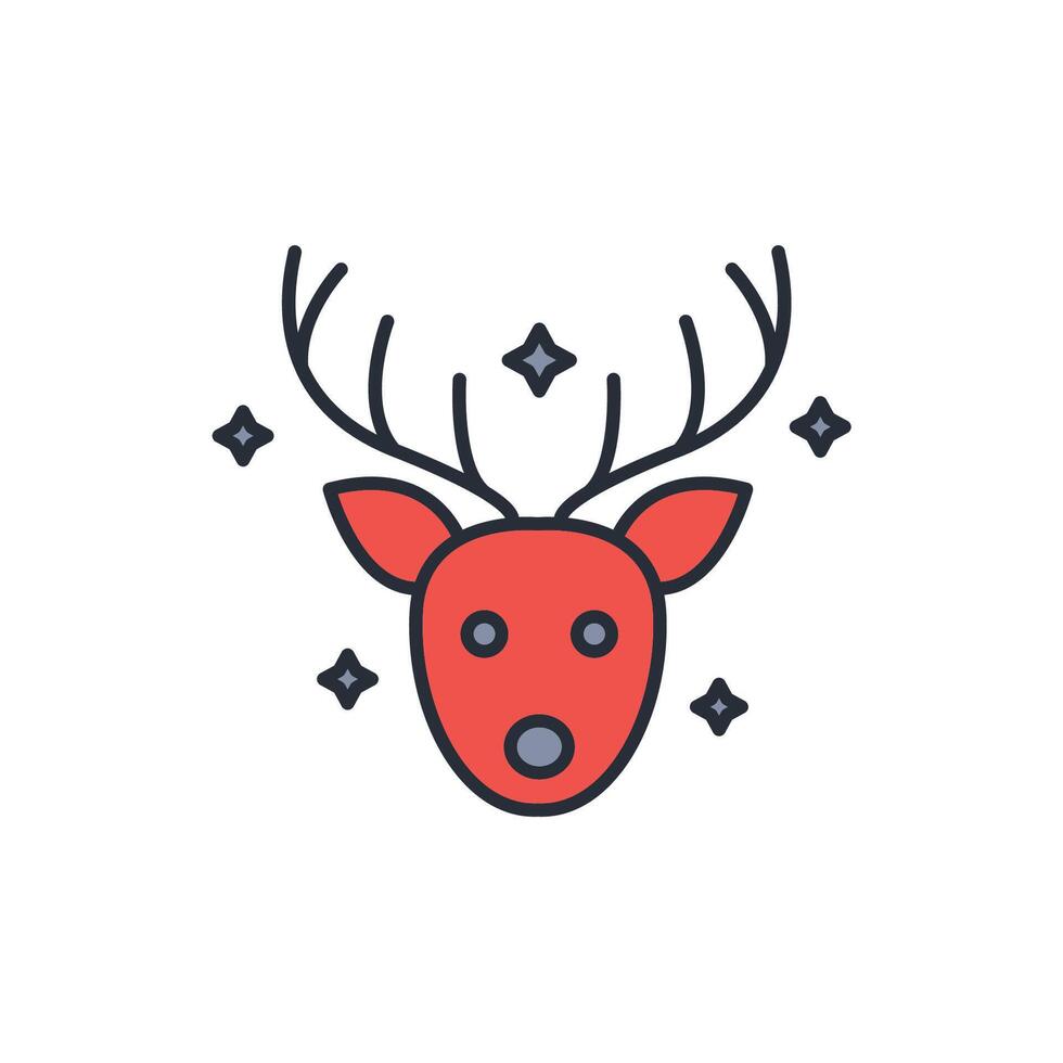reindeer icon. .Editable stroke.linear style sign for use web design,logo.Symbol illustration. vector