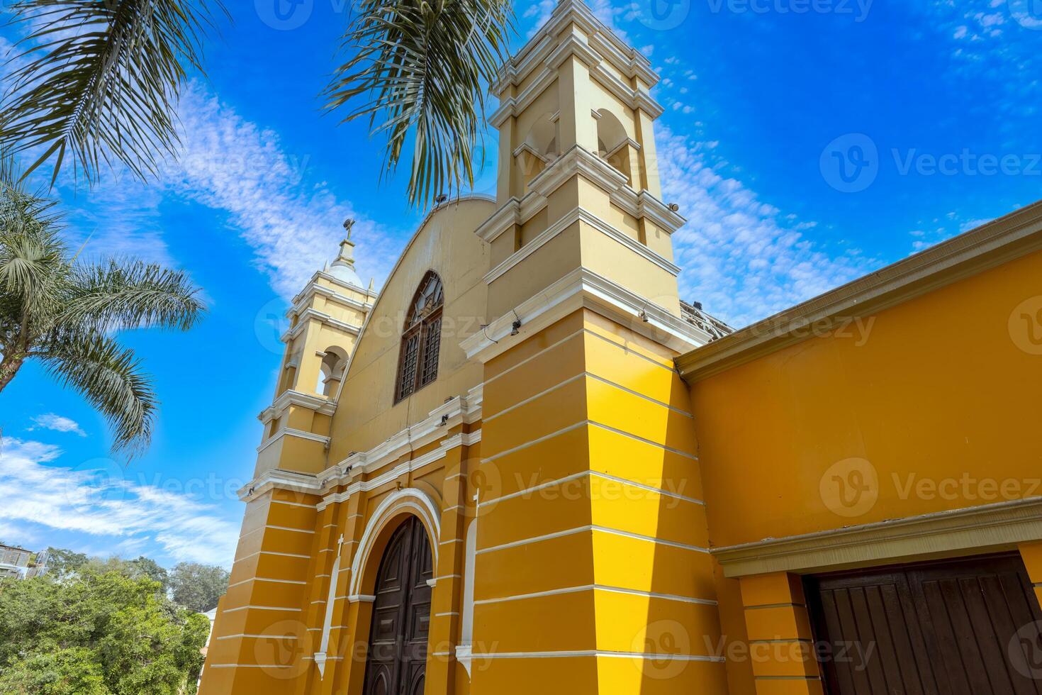 Peru. Lima, colorful streets near Bridge of Sighs, Puente de los Suspiros historic district photo