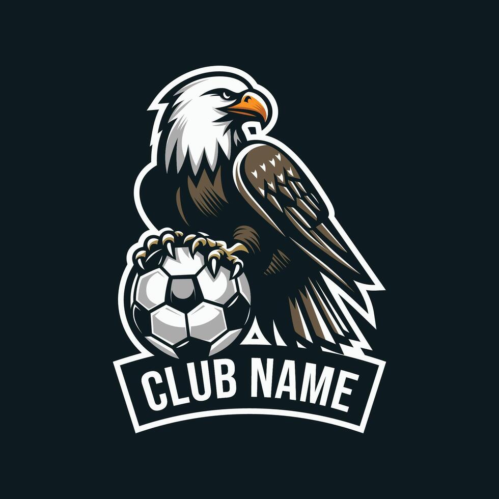 Eagle Football Logo Design with Eagle Carrying a Ball, Soccer Logo Concept vector