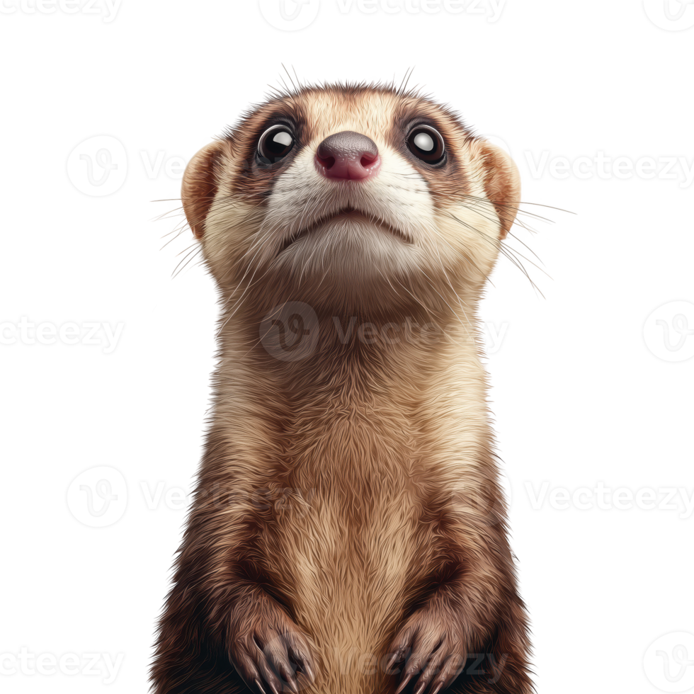 A curious and cute meerkat standing upright, png