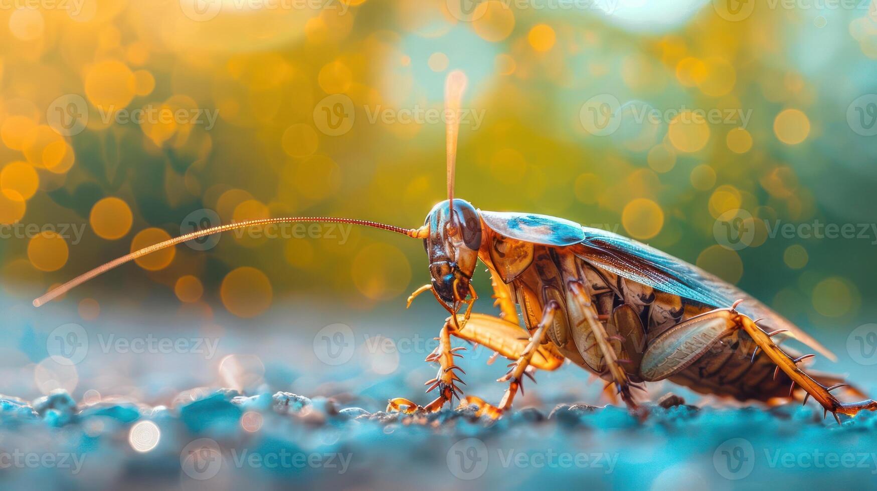 a close up of a bug on the ground photo