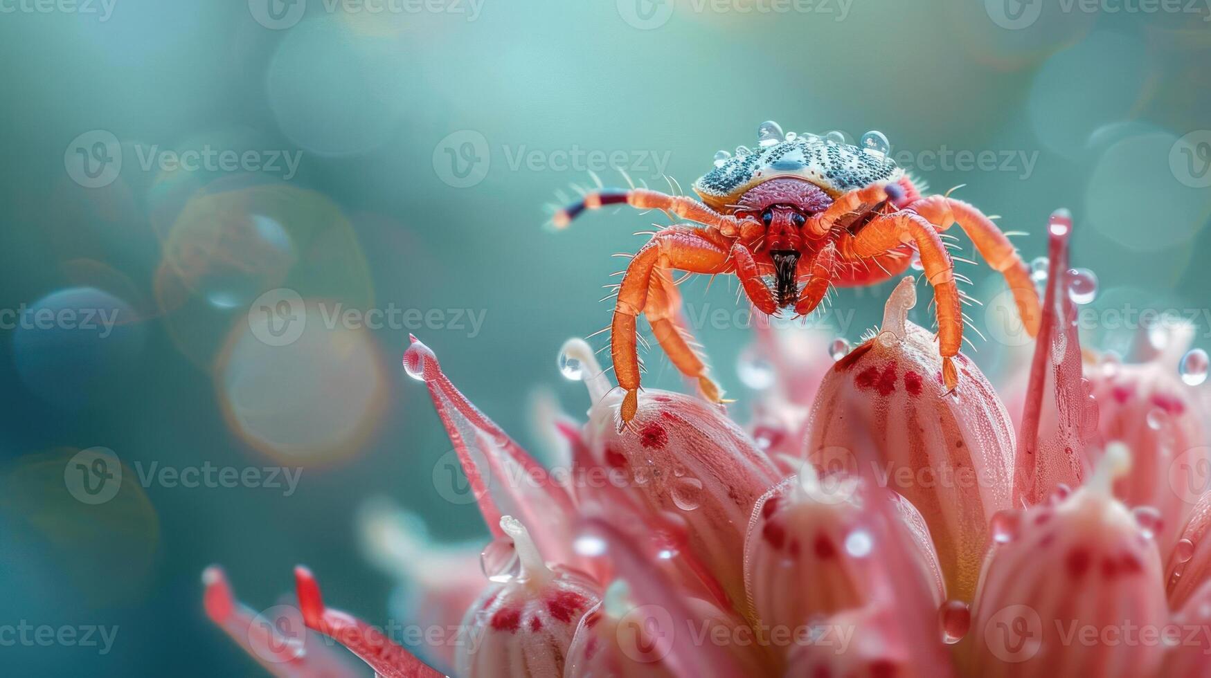 a close up of a spider on a flower photo