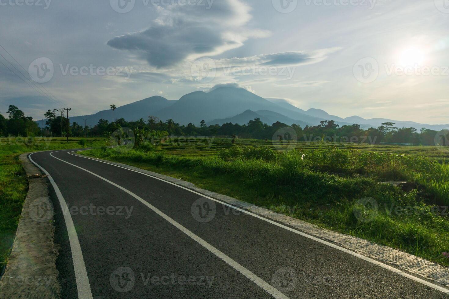 A road with white lines photo