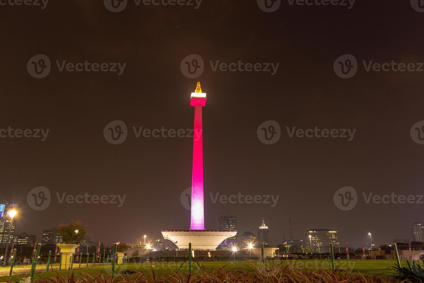 Beautiful landscape of Monas Monument, the icon of Jakarta in the night photo