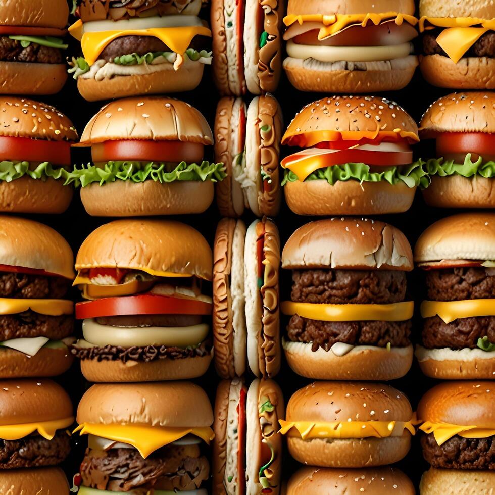 Close-up of fresh tasty burger on dark background. photo
