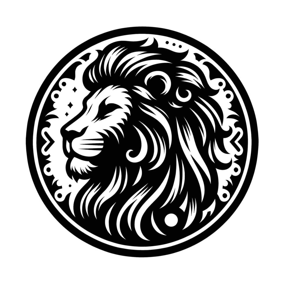 Lion head in a circular design vector