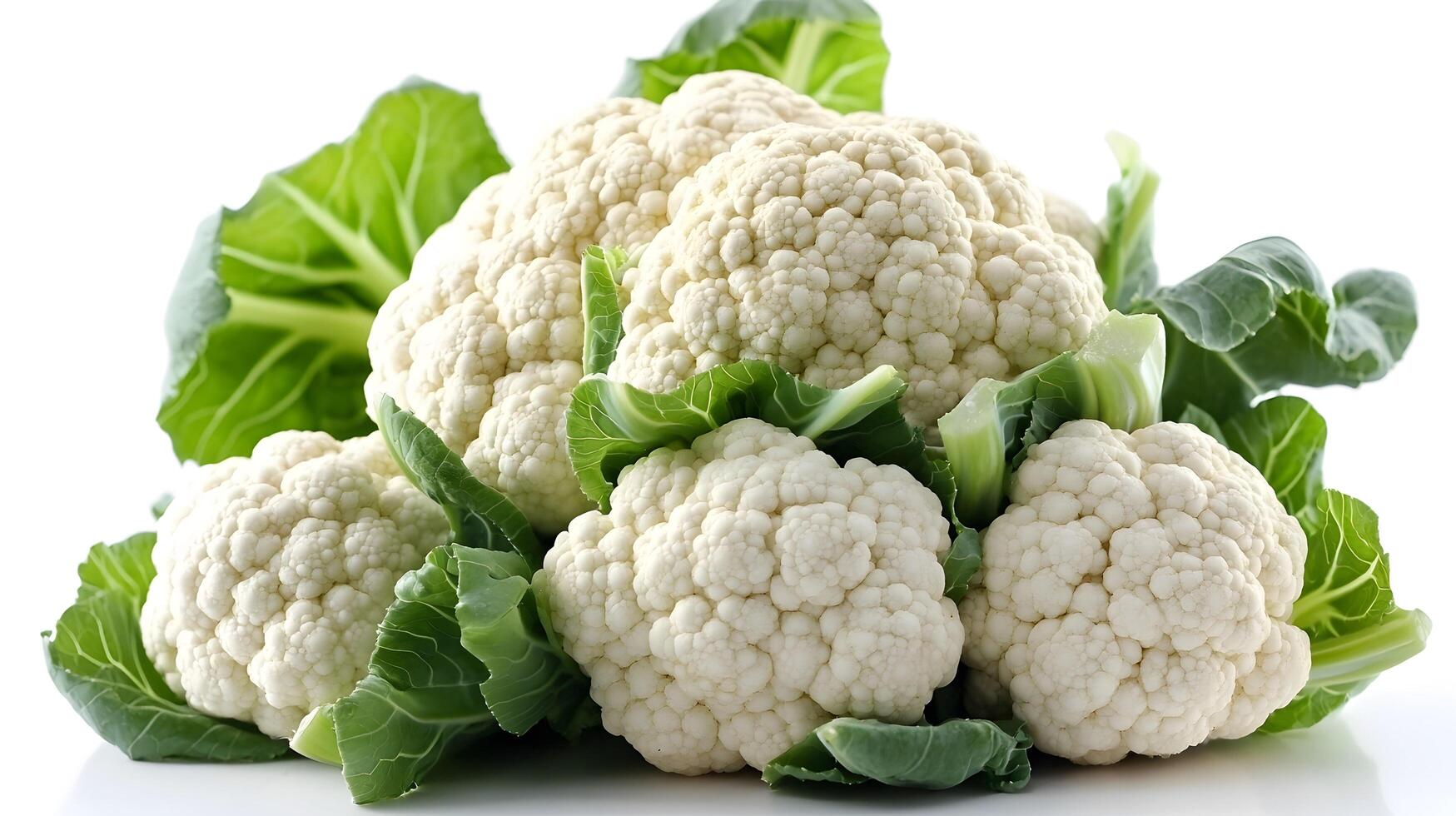 Fresh cauliflower on a white background, perfect for healthy meals, vegetarian dishes, and clean eating with a focus on fresh vegetables. photo