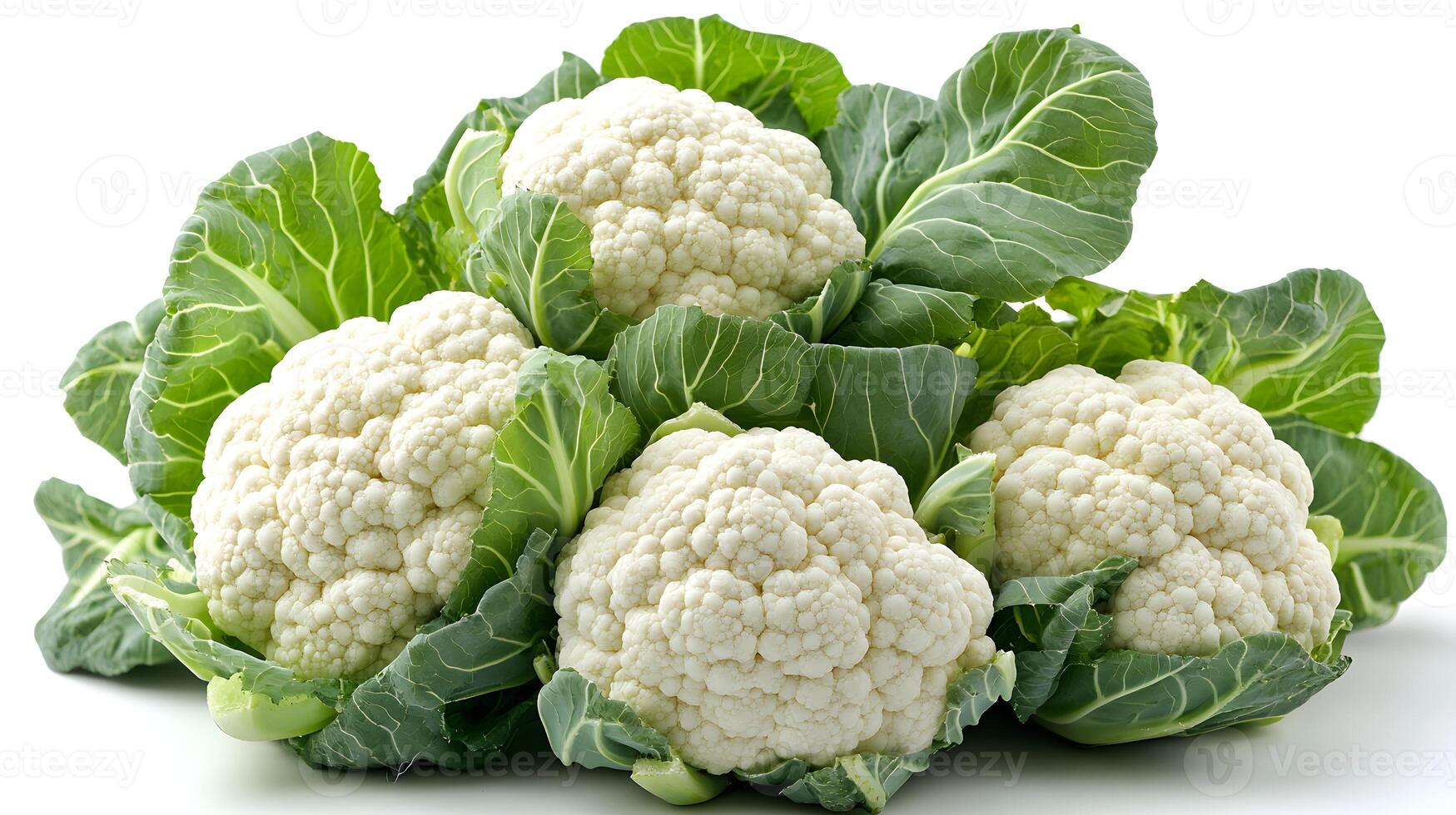 Fresh cauliflower on a white background, perfect for promoting healthy eating, vegetarianism, and organic vegetables in cooking and nutrition content. photo