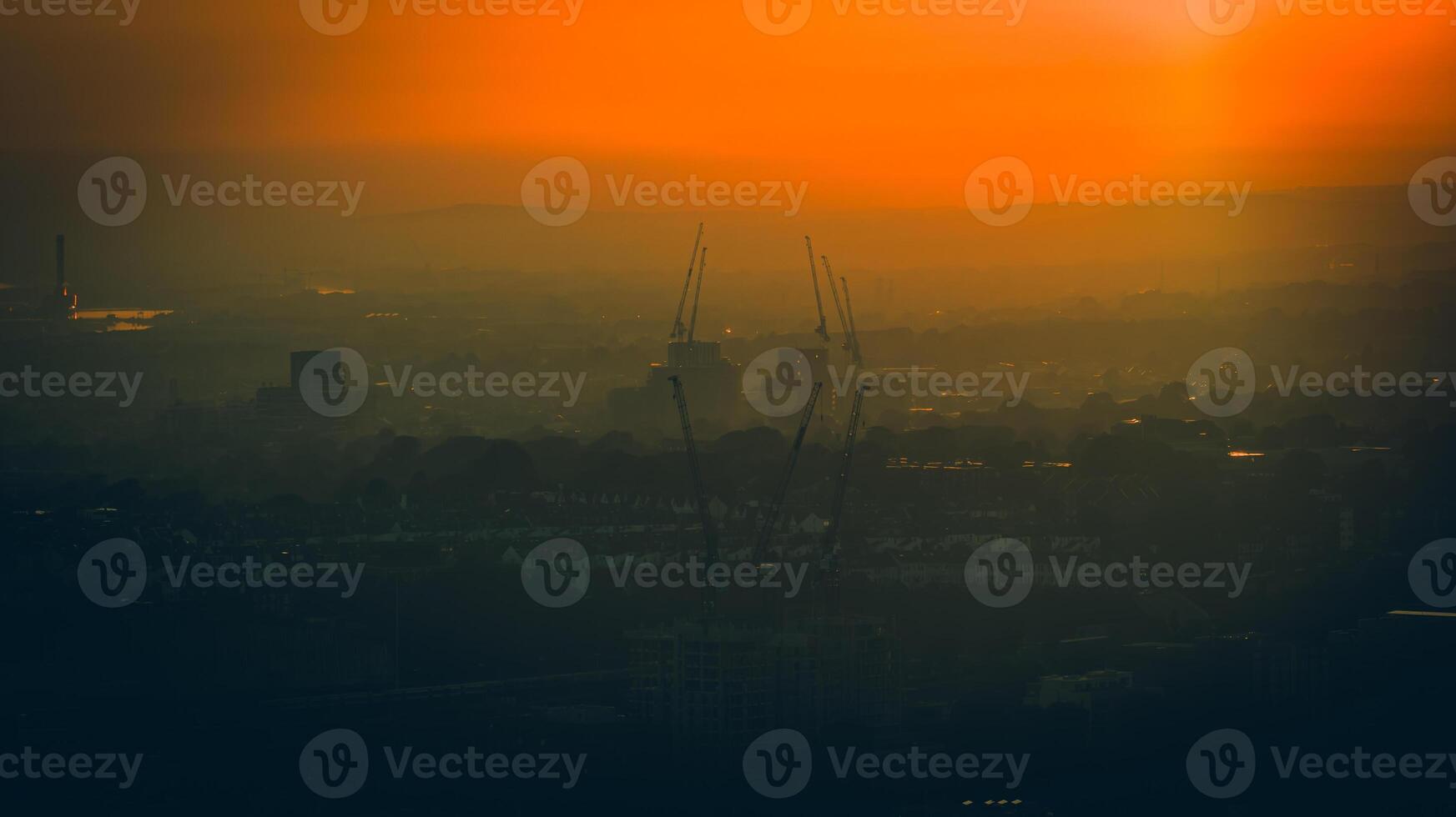 Cranes in the sunset light in Brighton, East Sussex, UK photo