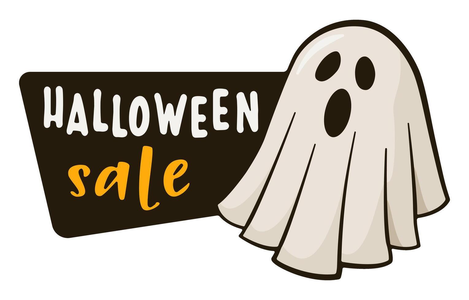 Halloween sale label with ghost vector