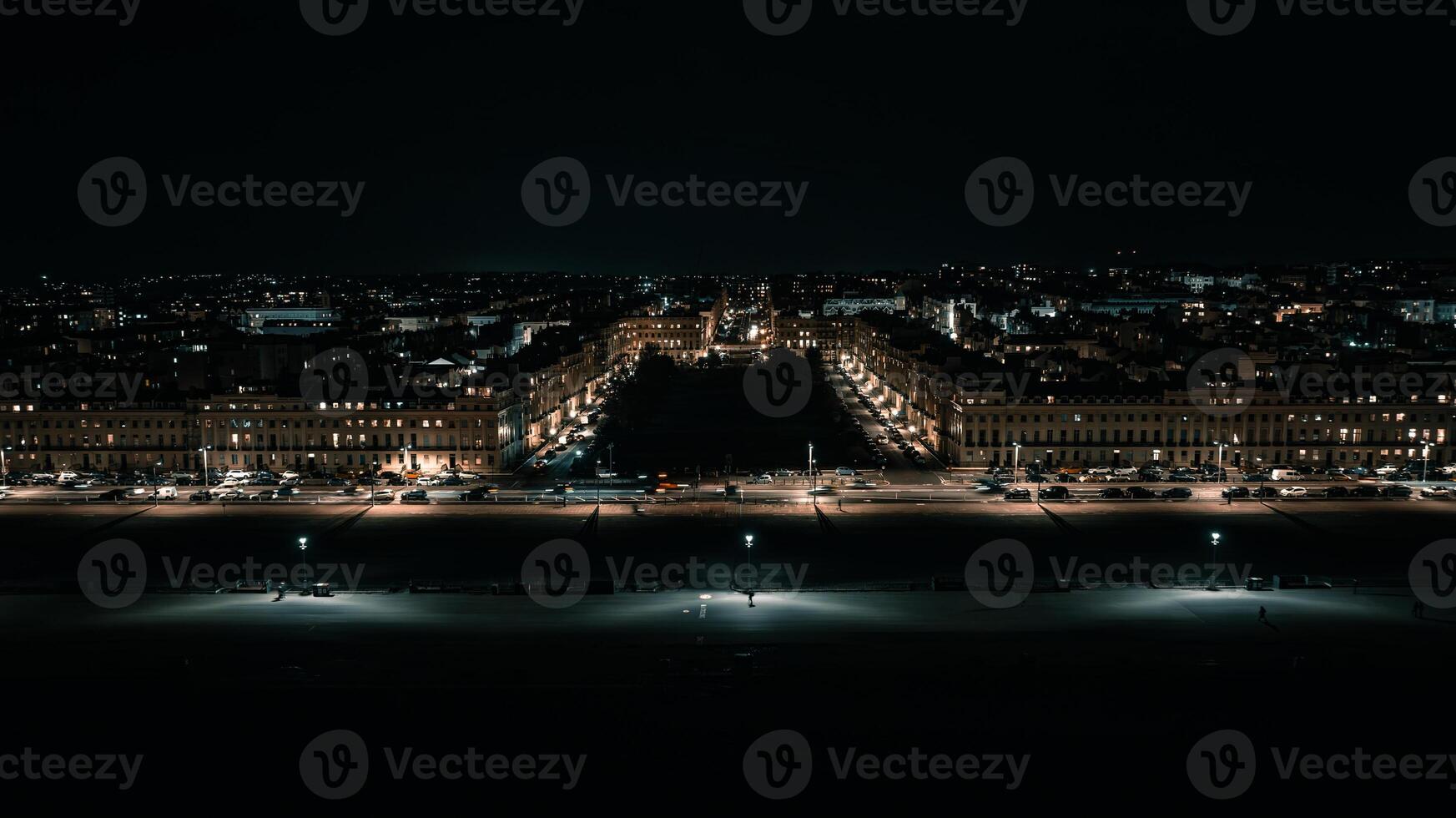 Night view of Brighton with random lights and reflections, East Sussex, England photo