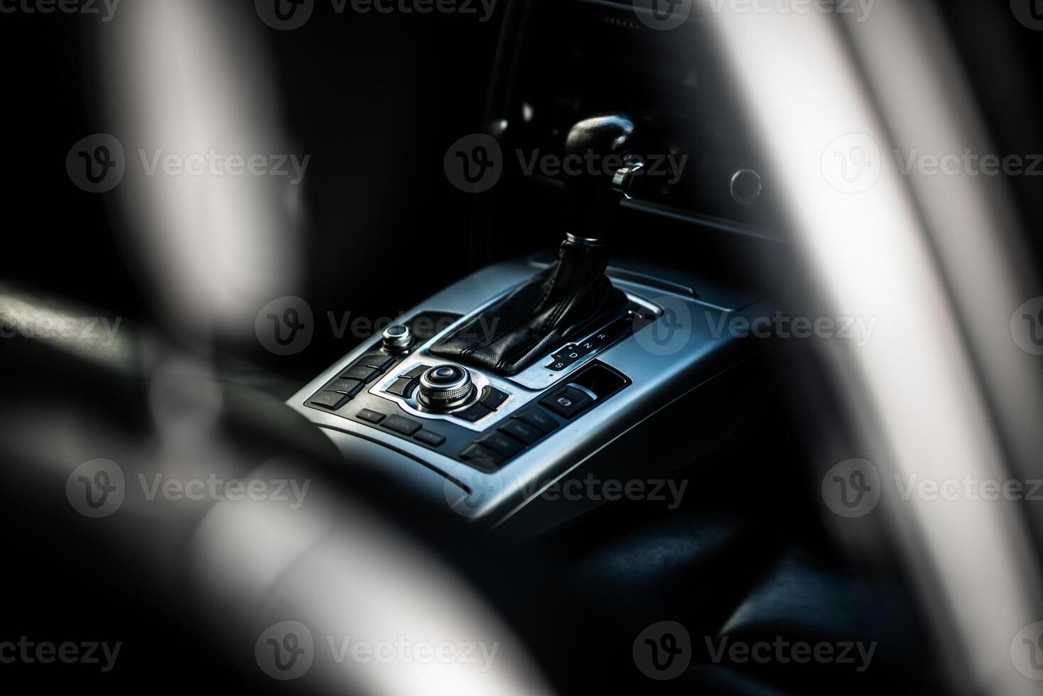 Transmissiong gear selector in interior of a modern car photo