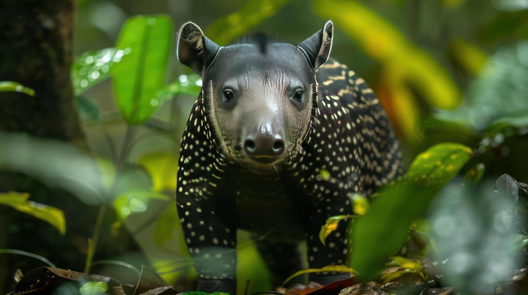 a close up of a small animal in a forest photo