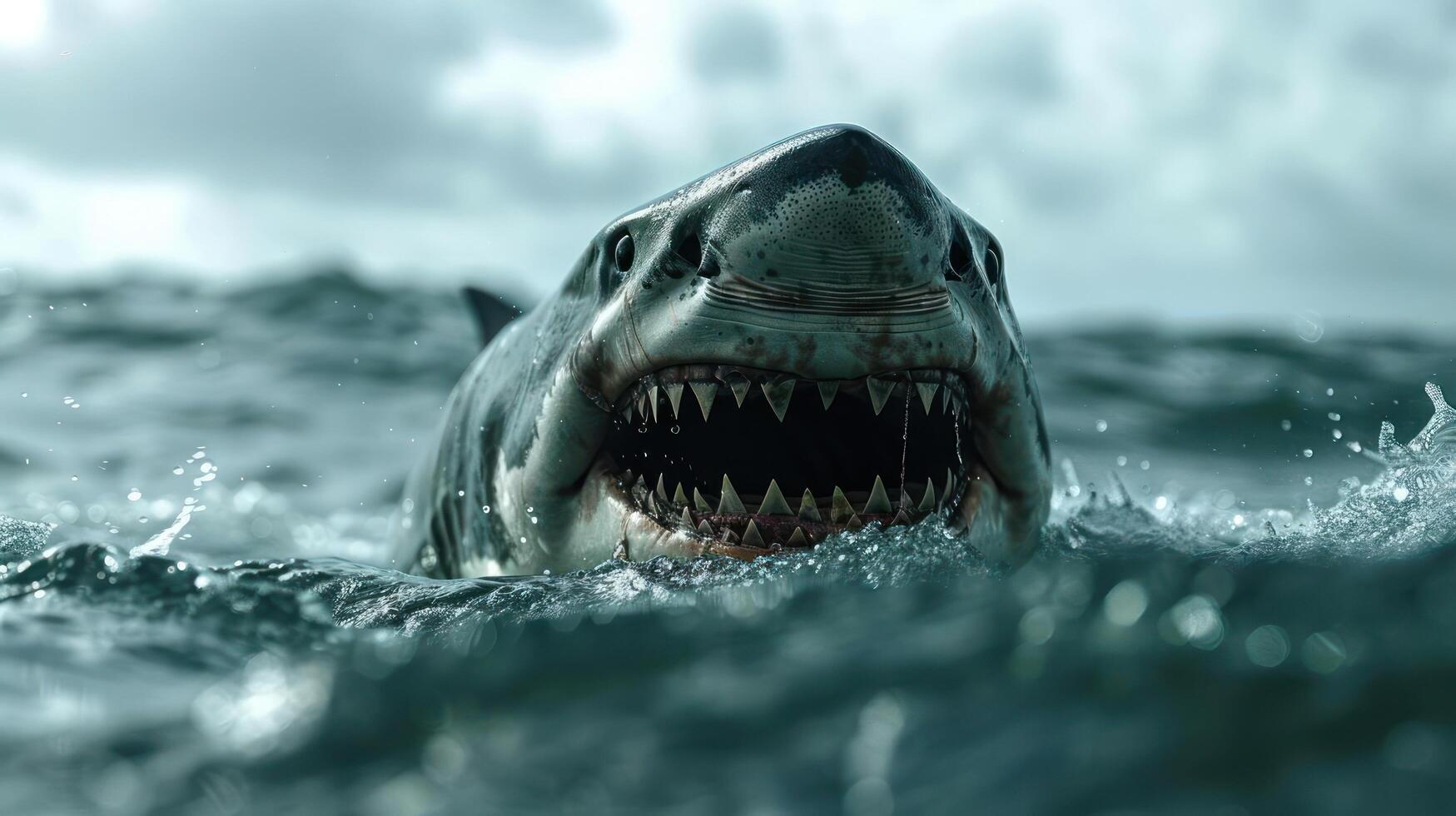 a shark with its mouth open in the water photo