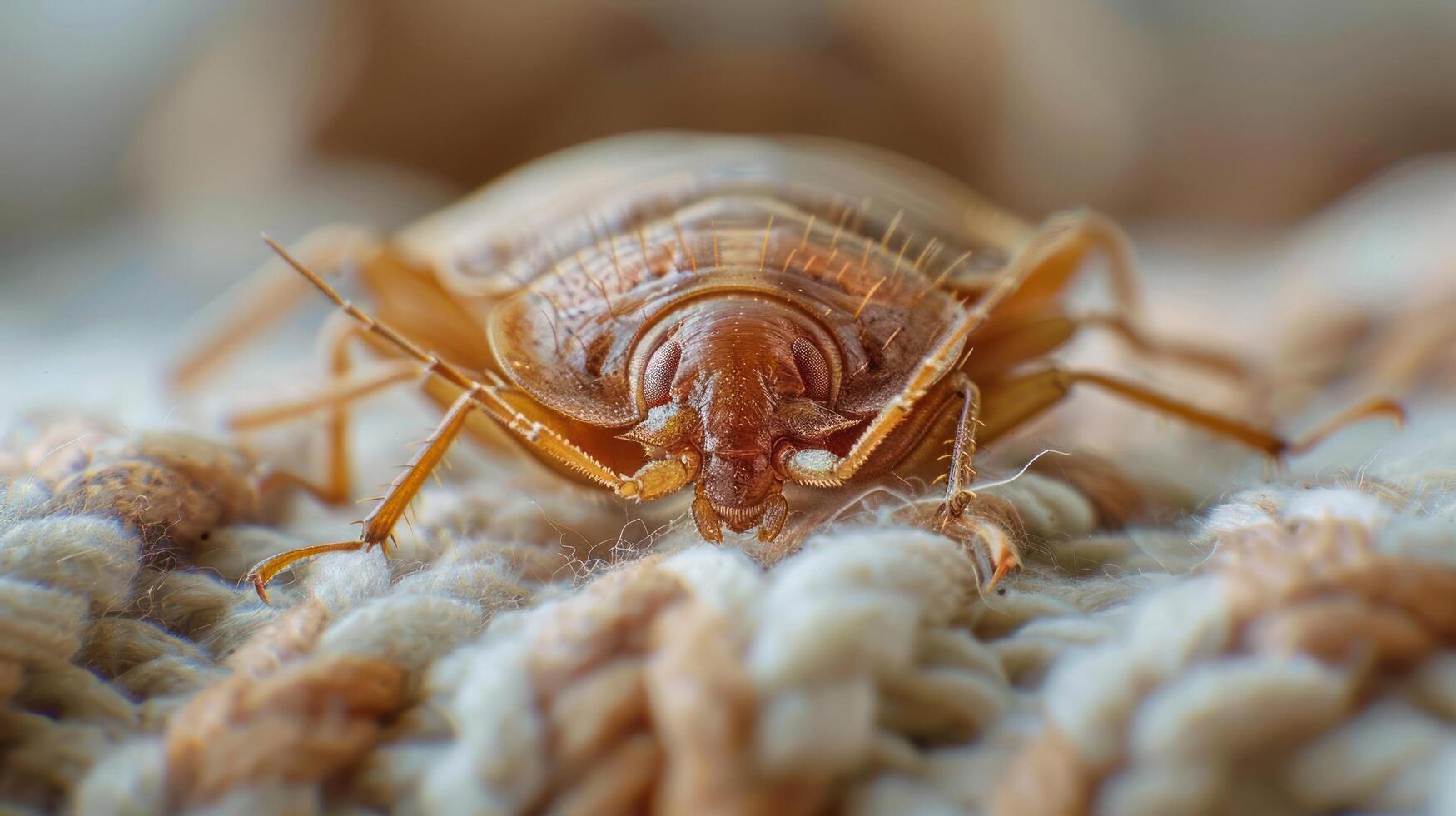 a close up of a bed bug on a bed photo