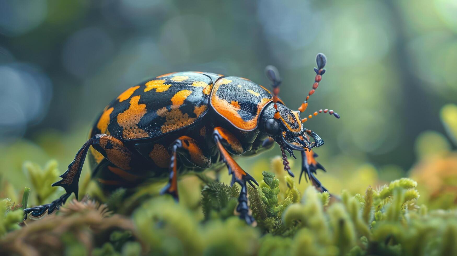 a close up of a beetle on a plant photo