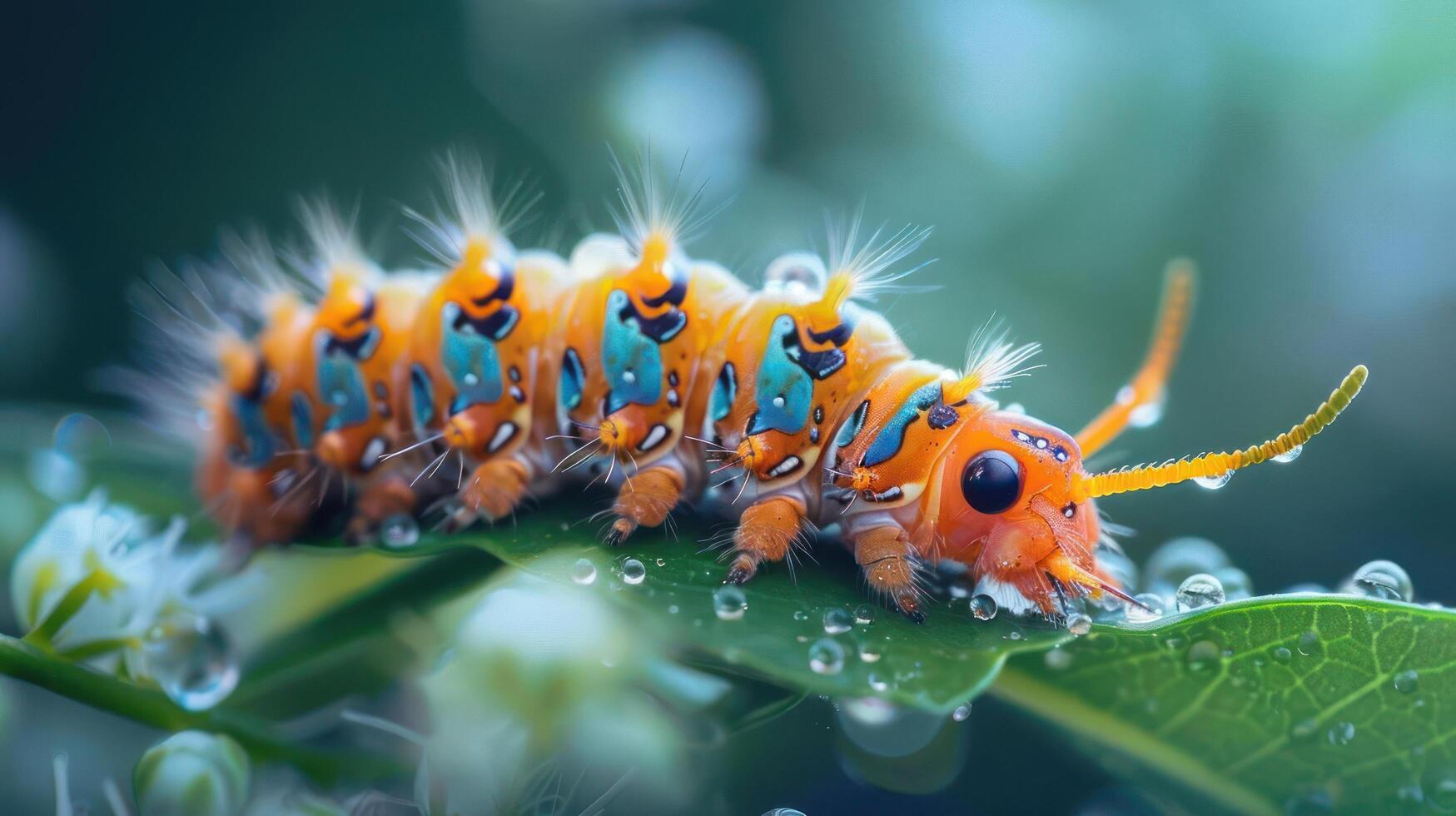 a close up of a caterpillar on a leaf photo
