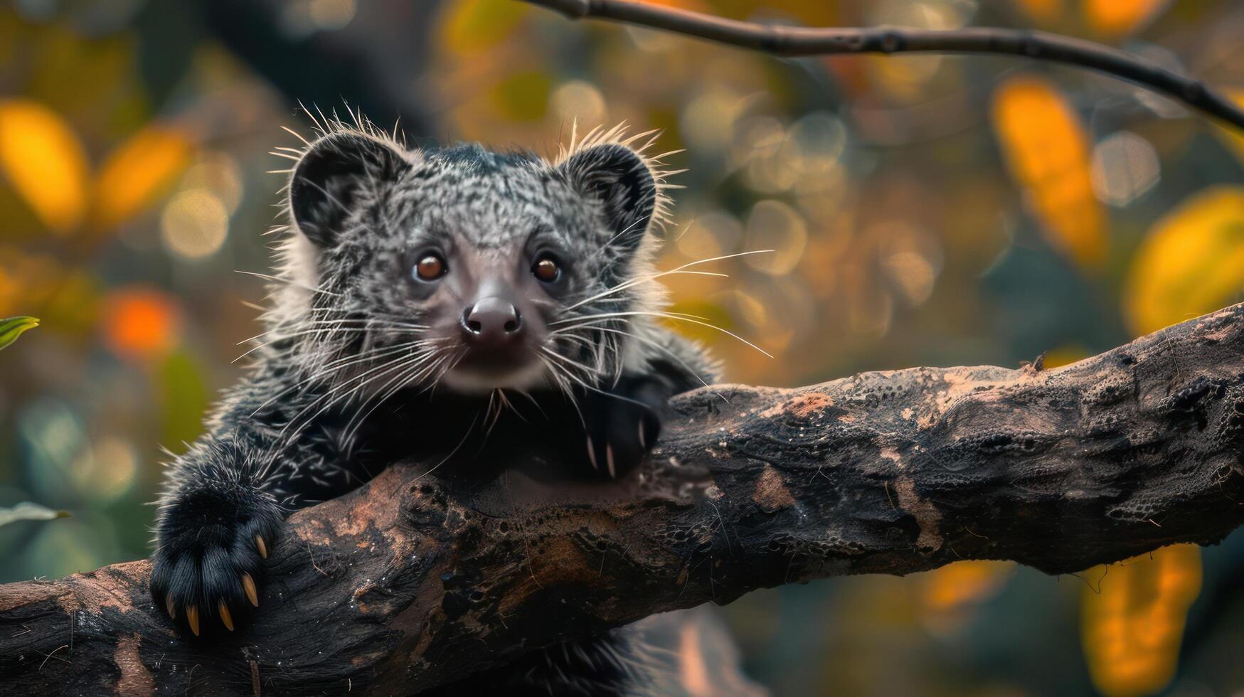 a close up of a small animal on a tree branch photo
