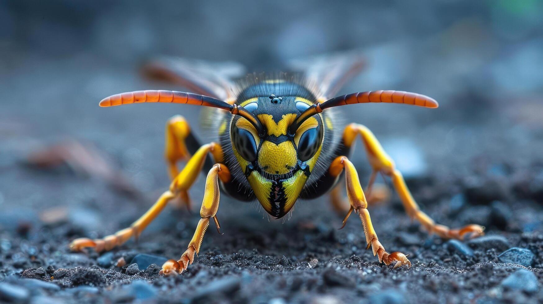 a close up of a yellow and black insect photo