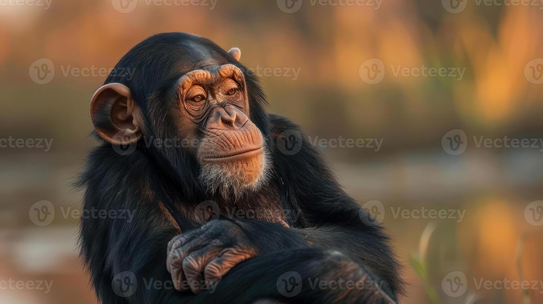a close up of a monkey with a blurry background photo