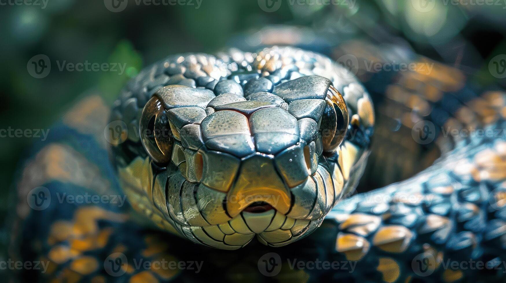 a close up of a snake on a branch photo