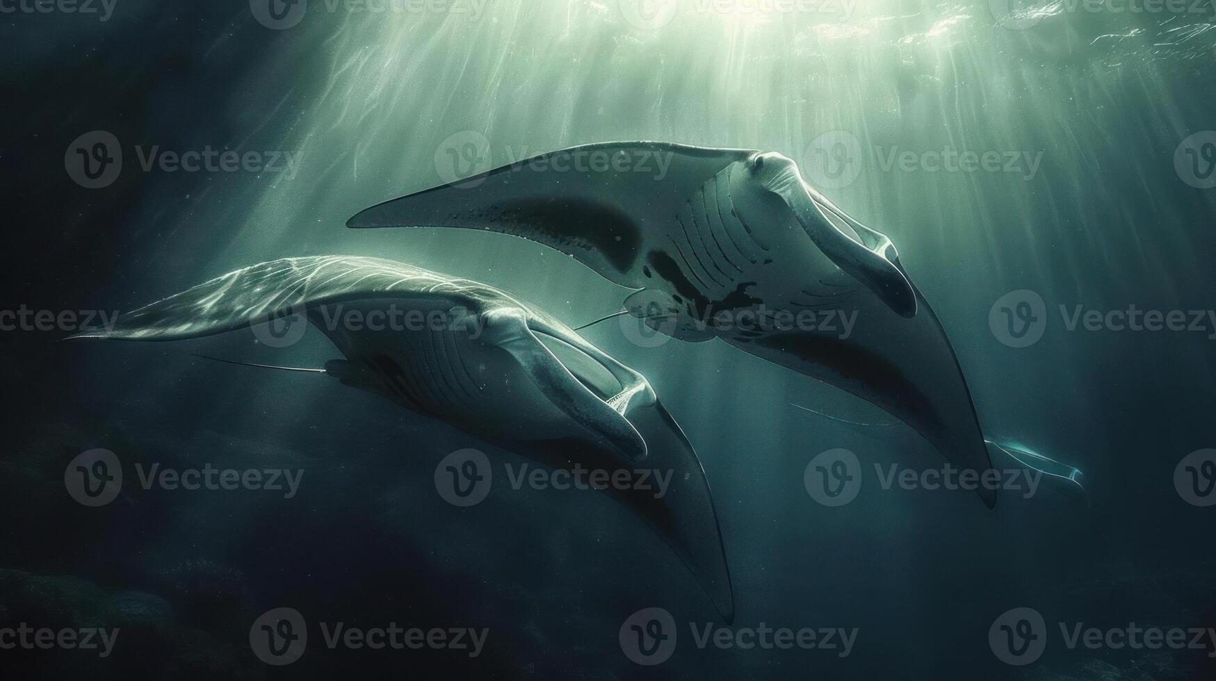 a couple of large animals swimming in a body of water photo