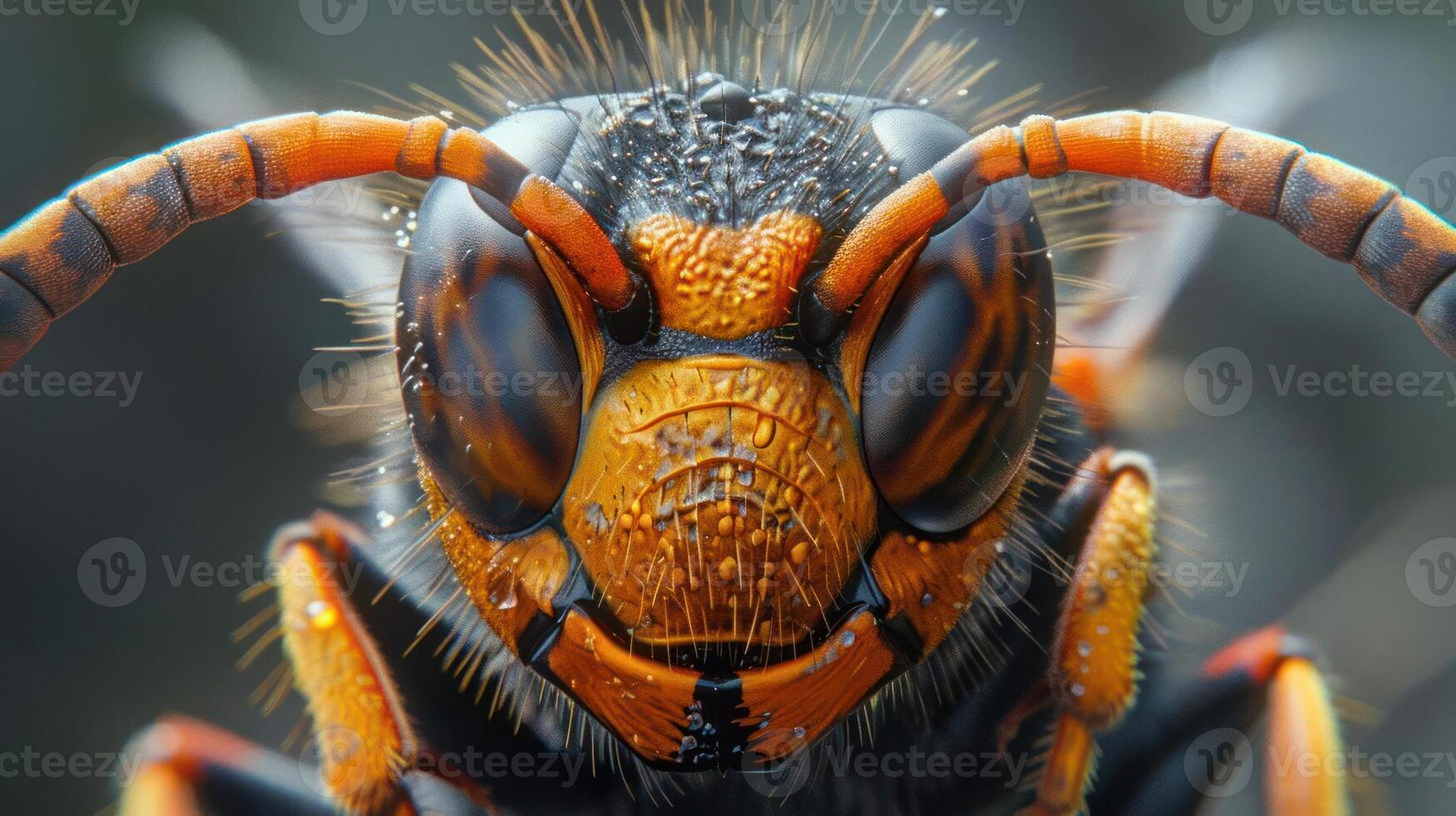 a close up of a bug with orange and black markings photo