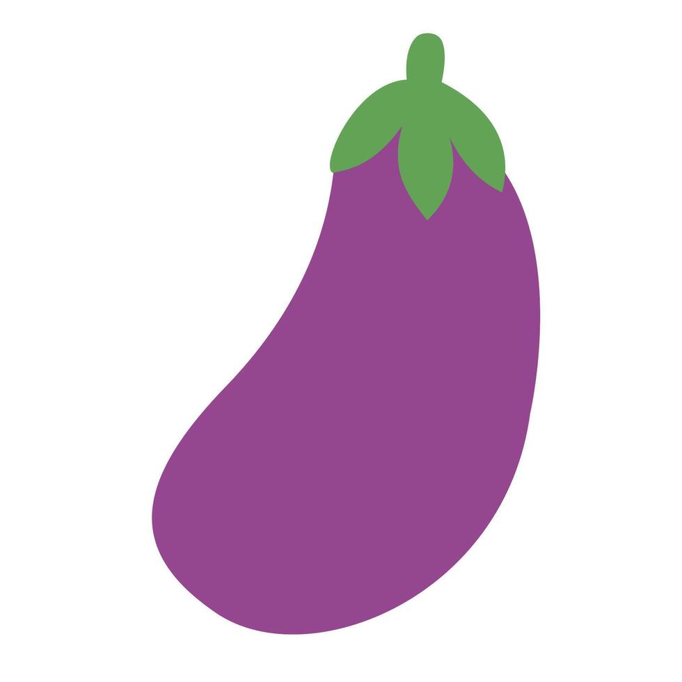 Hand drawn ripe eggplant. Violet aubergine in doodle style. Healthy food vector