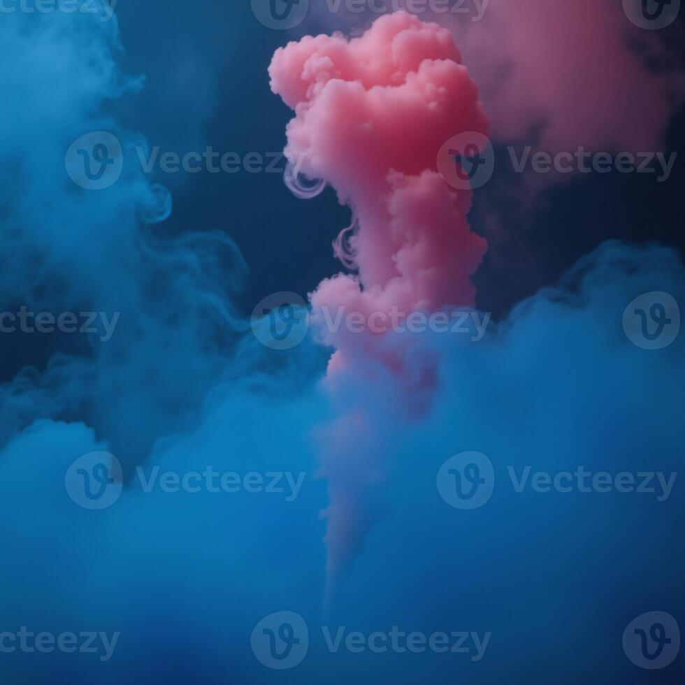 Blue fog with slowmoving red smokes rising amidst realistic and atmospheric blue smoke photo