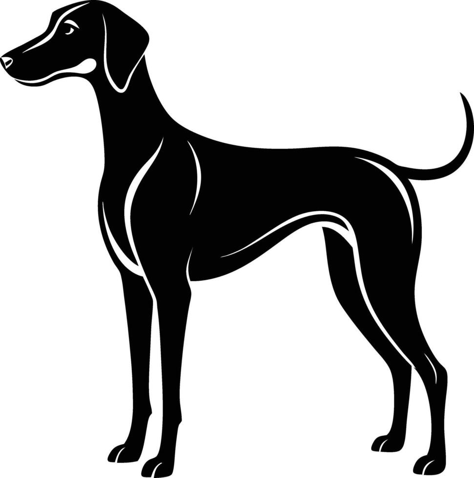Hound dog silhouette art icon and logo black and white illustration design vector