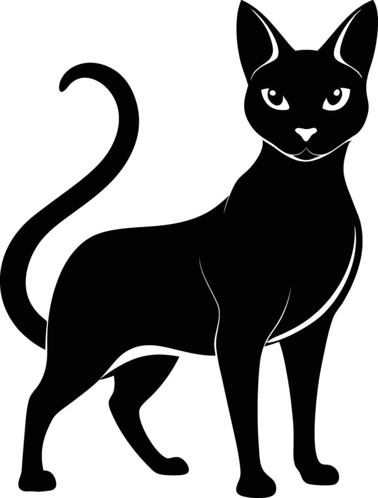 Siamese cat silhouette art icon and logo black and white illustration design vector