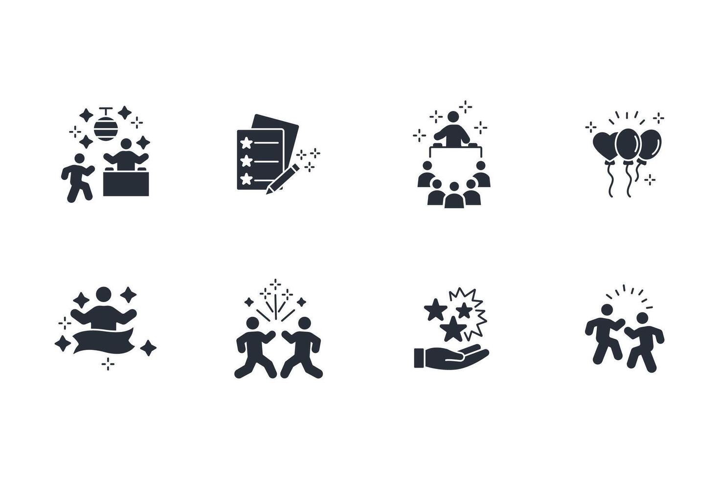 New year icon set..Editable stroke.linear style sign for use web design,logo.Symbol illustration. vector