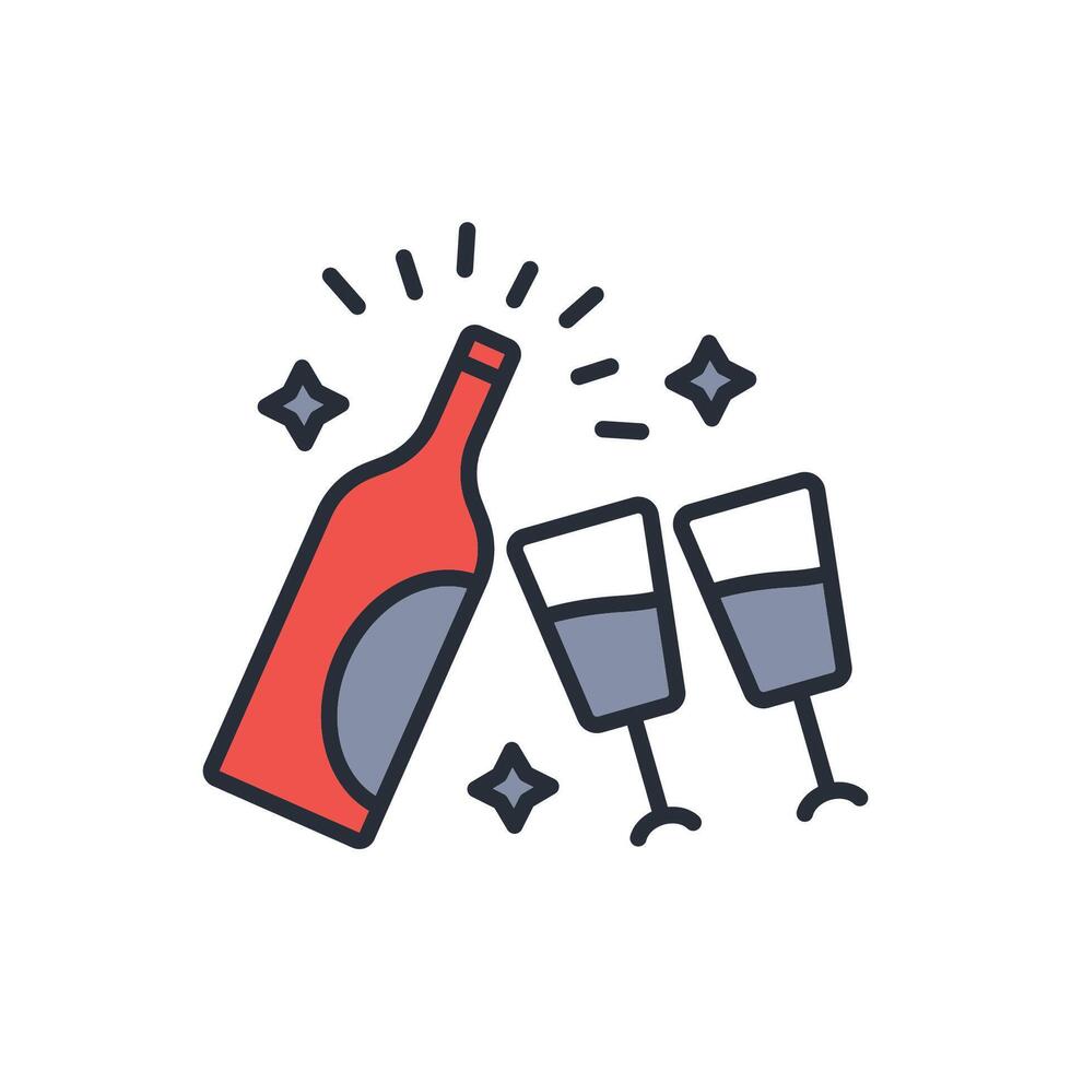 Champagne icon. .Editable stroke.linear style sign for use web design,logo.Symbol illustration. vector